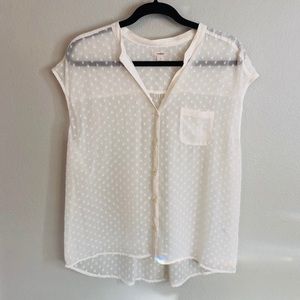 Caslon sheer cap sleeve blouse size L